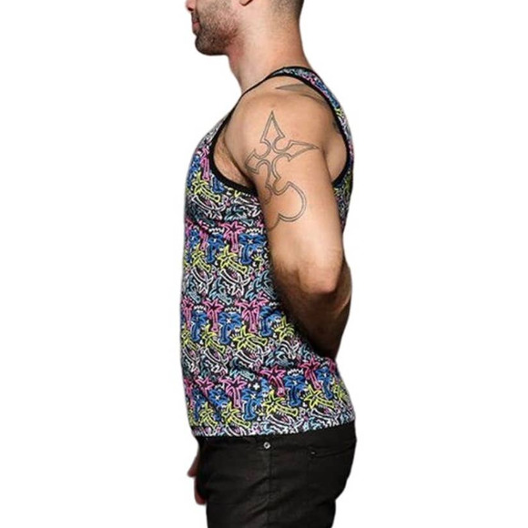 Andrew Christian Neon Palm Mesh Tank Large - Picture 7 of 9